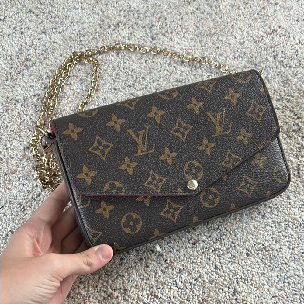 Louis Vuitton Brown and Gold Crossbody Bag with Monogram Canvas